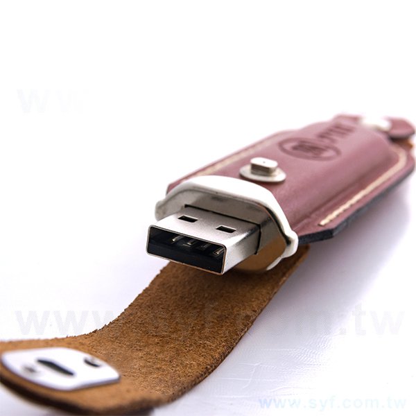 皮製隨身碟-時尚皮革USB-金屬皮環革材質隨身碟-訂製印刷推薦禮品